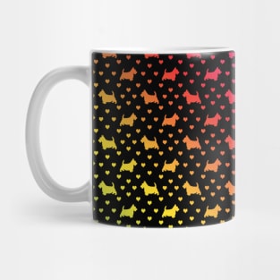 Rainbow Scottish Terriers (Scottie Dogs) on Black Background Mug